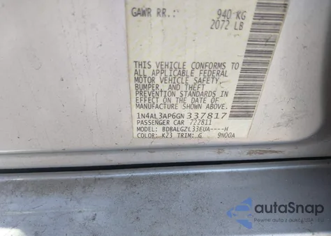 2016 Nissan Altima 2.5 S from USA, damaged, VIN 1N4AL3AP6GN337817